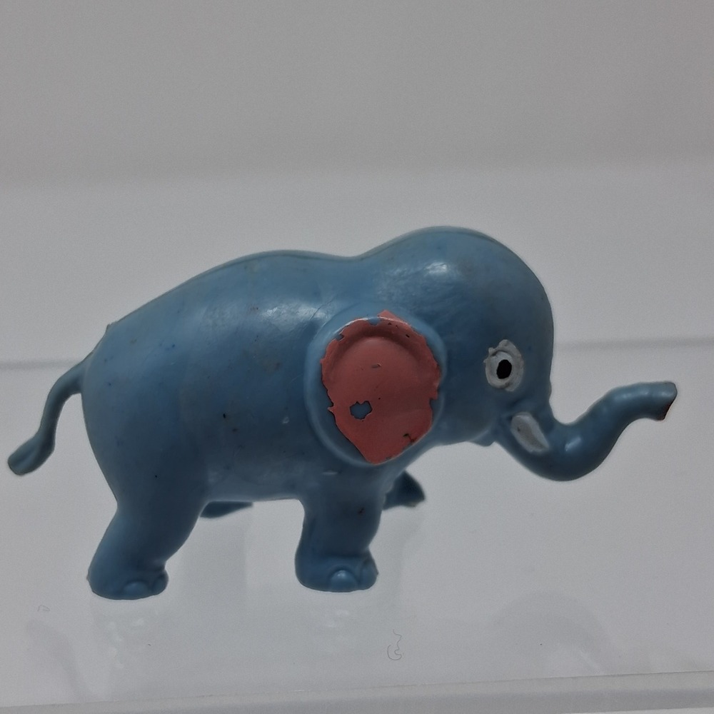 Vintage Blue Elephant Plastic Toy Figurine No 904 Made in Hong Kong 2.25 Inch